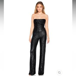 NOOKIE SLOANE SEQUIN JUMPSUIT - BLACK SIZE M